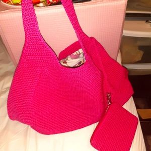 The SAK crocheted sling tote w/coin purse